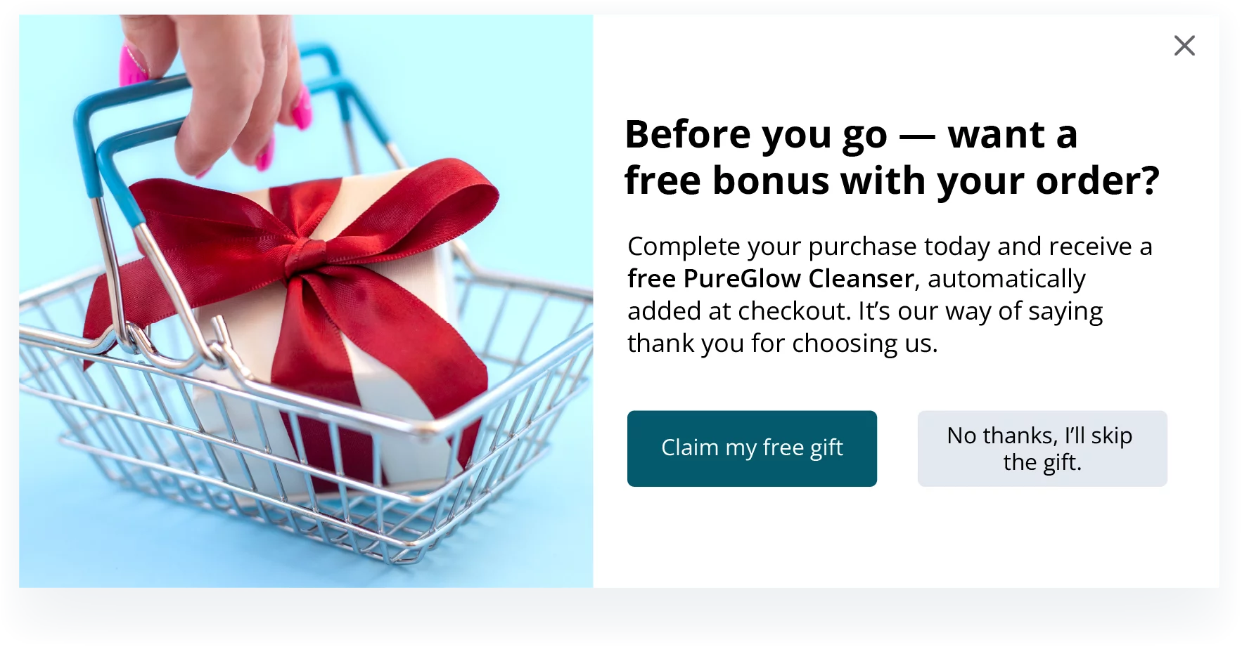 exit intent popup examples with call to action button